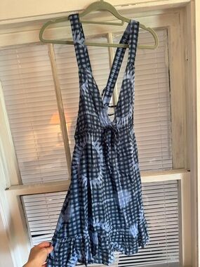 Urban Outfitters Checked Sundress in Navy and White